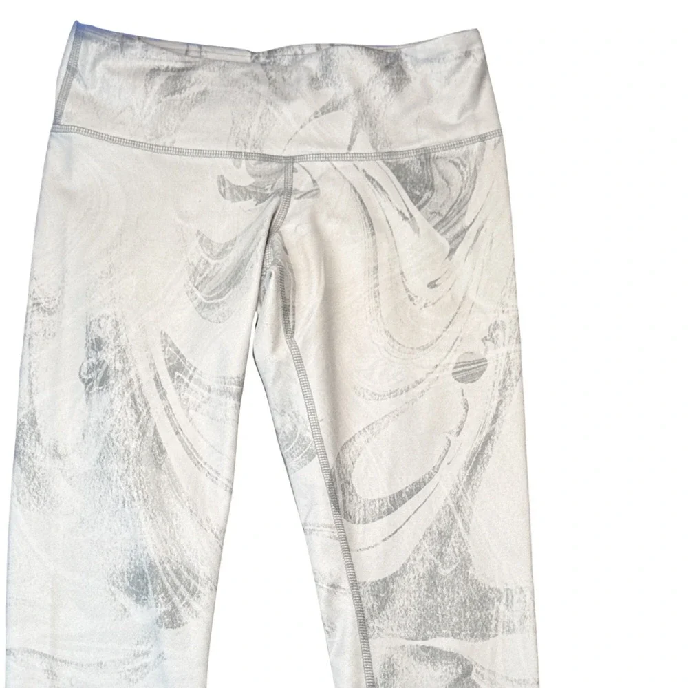 Alo Yoga High Waist Leggings Womens‎ XS White Grey Marble Print Designer Gymwear